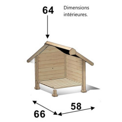 zolux Drewniany domek dla psa, rozmiar Medium. wymiary zewnętrzne 84 x 90 x 85 cm wysokość. Niche, barrière et parc
