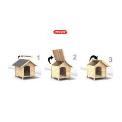 zolux Drewniany domek dla psa chalet Duży wymiar zewnętrzny 101 x 94 cm H 94 cm Niche, barrière et parc