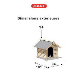 zolux Drewniany domek dla psa chalet Duży wymiar zewnętrzny 101 x 94 cm H 94 cm Niche, barrière et parc