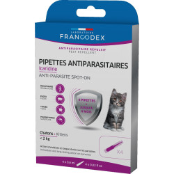 Francodex 4 pipety przeciwpasożytnicze Icardine dla kociąt poniżej 2 kg Antiparasitaire chat