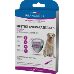 Francodex 4 Pipetas antiparasitarias Icaridine para perros de más de 30 kg Pipetas para plaguicidas
