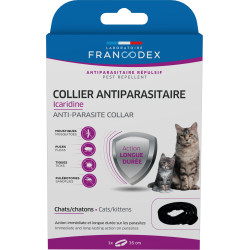 Francodex Coleira antiparasitária icaridine 35 cm preto Para gatos e gatinhos Controlo de pragas felinas