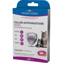 Francodex Ongediertebestrijdingshalsband icaridine 35 cm roze Voor katten en kittens Kat ongediertebestrijding