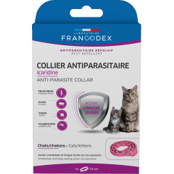 Francodex Collar antiparasitario icaridina 35 cm rosa Para gatos y gatitos Control de plagas de gatos