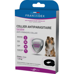 Francodex Collare antiparassitario Icaridine 60 cm nero per cani di peso inferiore a 25 kg collare per disinfestazione