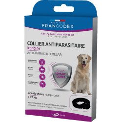 Francodex Coleira de controlo de pragas Icaridine 75 cm preta para cães com mais de 25 kg colar de controlo de pragas