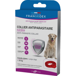 Francodex Coleira de controlo de pragas Icaridine 75 cm vermelha para cães com mais de 25 kg colar de controlo de pragas