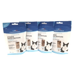 Francodex Confezione di 4 croccantini per l'igiene orale da 65 g per gattini e gatti Bocconcini per gatti