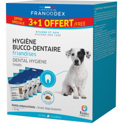 Soins des dents pour chiens Pack Friandises Hygiène Bucco-Dentaire 4 x 75g Pour chiot et petit Chien moins de 10 kg