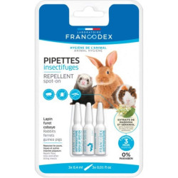 Francodex 3 Pipetten mit Insektenschutzmittel Kaninchen, Frettchen und Meerschweinchen Pflege und Hygiene