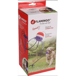 Flamingo Ball mit elastischem Seil und Pflock zur Befestigung am Hundeboden Seilspiele für Hunde
