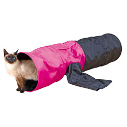 Trixie Tunnel de jeu ø 30 × 115 cm pour chat et chiot coloris noir et rose Tunnel