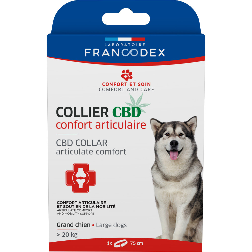 Francodex CBD-halsband voor gewrichtscomfort voor honden van meer dan 20 kg. Anti-Stress