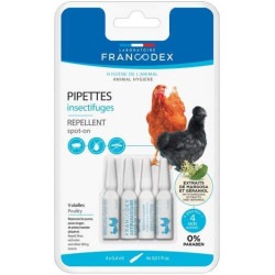 Francodex Pipetas repelentes de insectos Para gallinas, gansos y patos 4 pipetas Tratamiento