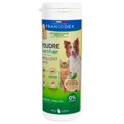 Francodex Repelente de insectos en polvo 150 g para perros y gatos Polvo para el control de plagas