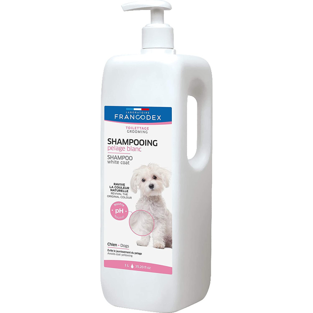 Francodex 1 litro di Shampoo per cani dal pelo bianco Shampoo