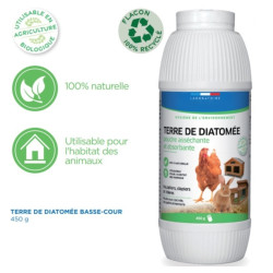 Francodex Terra de diatomáceas 450 g, secagem, absorvente para galinheiros, cabanas, quintais Tratamento