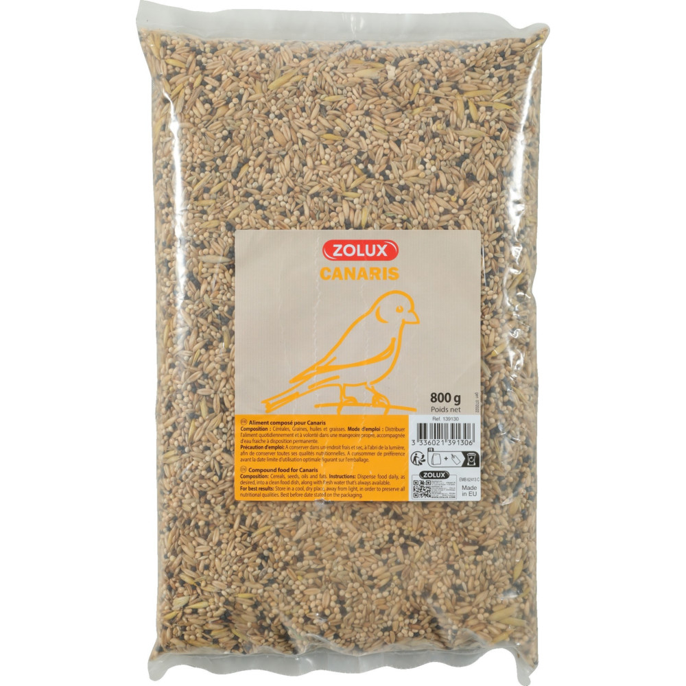 zolux Saco de 800 g de semente de canário para aves Canário