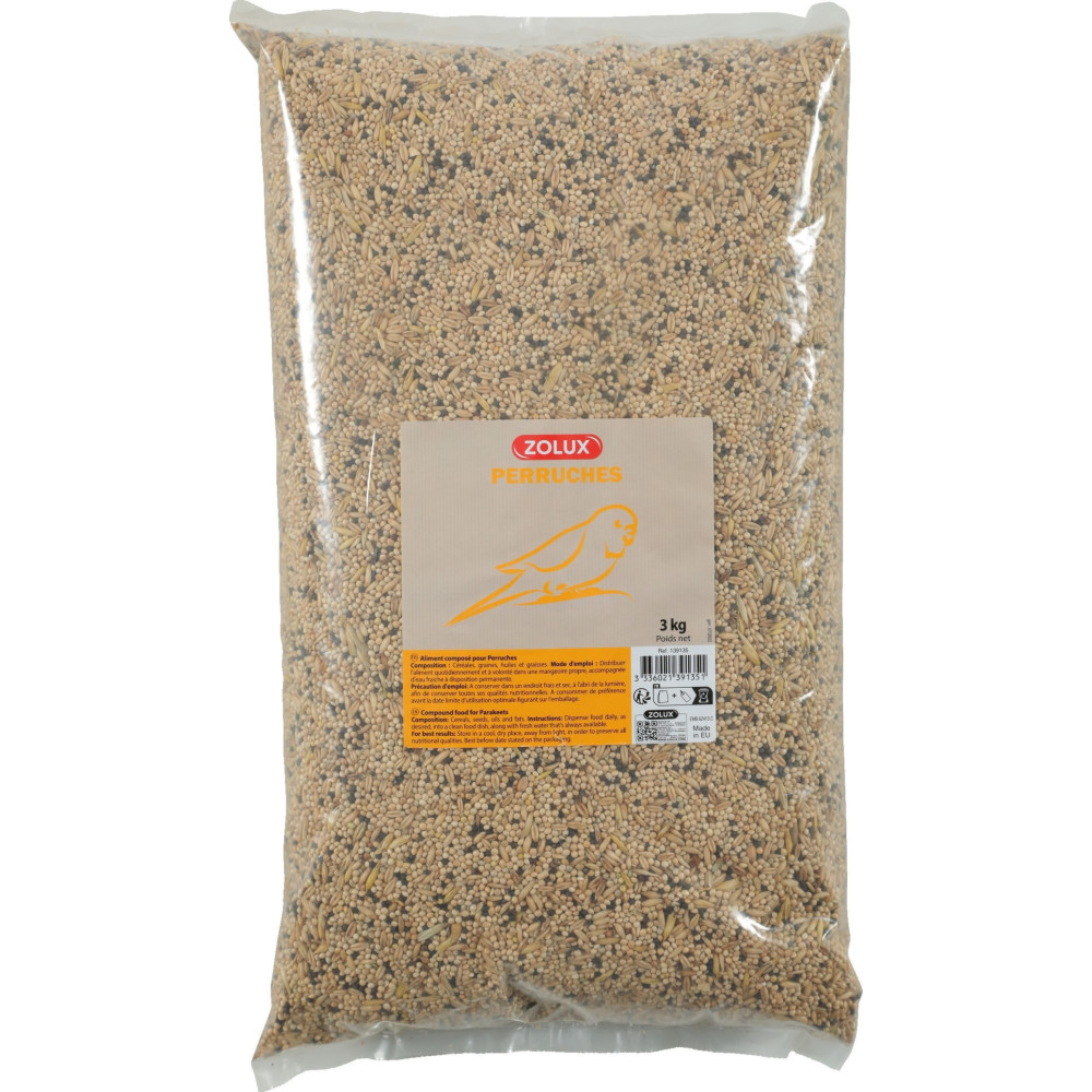 zolux Samen für Wellensittiche 3 kg Beutel für Vögel Nahrung Samen