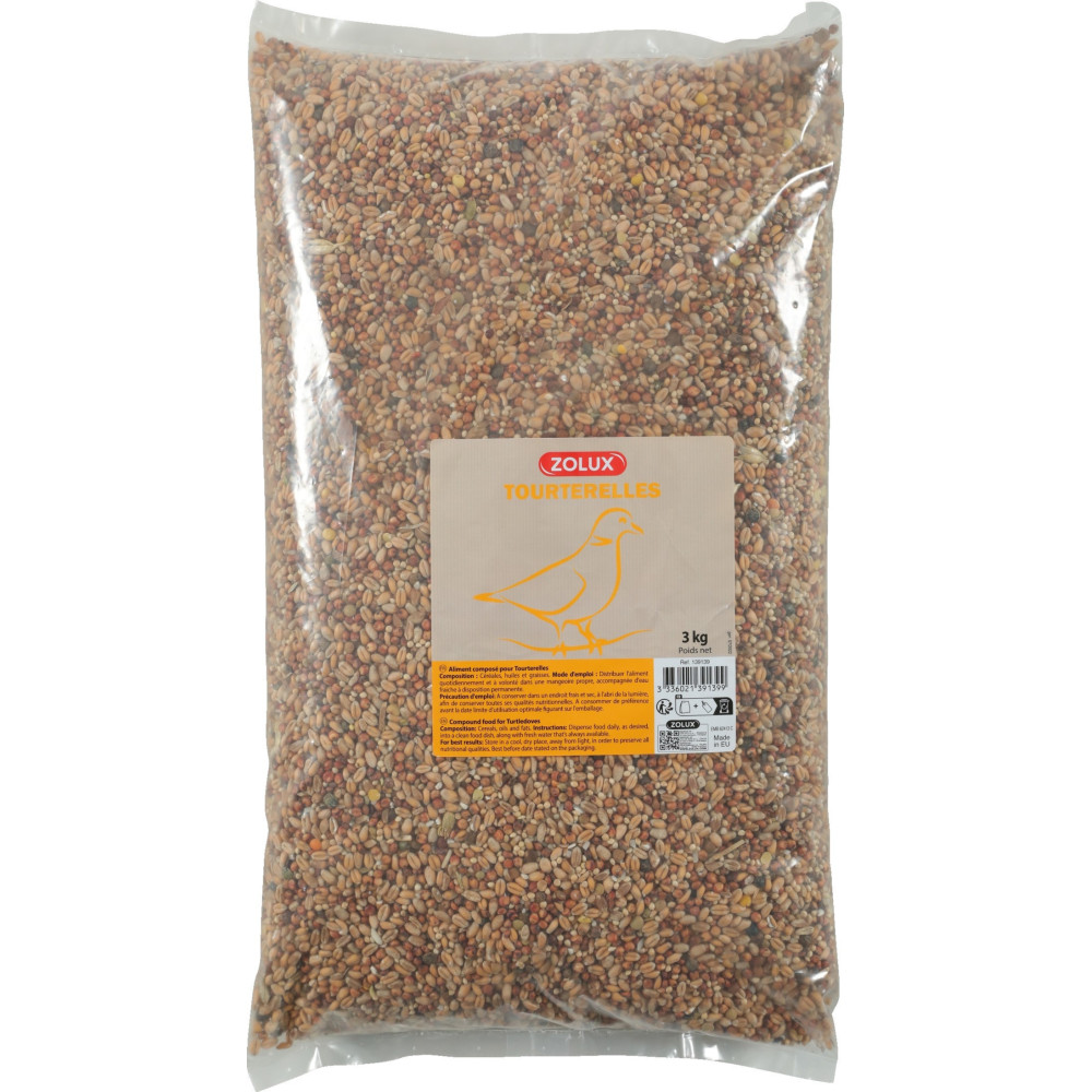 zolux Samen für Turteltaube 3 kg Beutel für Vögel Nahrung Samen