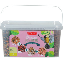 Nourriture graine Mix premium 4 variétés graines et vers de farine, Seau de 2.5 kg pour oiseaux