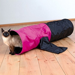 Trixie Túnel de brincar ø 30 × 115 cm para gato e cachorro de cor preta e rosa Túnel