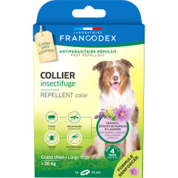 Francodex Coleira Repelente de Insectos Fórmula reforçada de 75 cm para cães com mais de 20 kg colar de controlo de pragas
