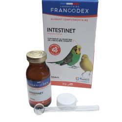 Francodex Intestinet onderhoudt het spijsverteringsevenwicht 10 g voor vogels Voedingssupplement