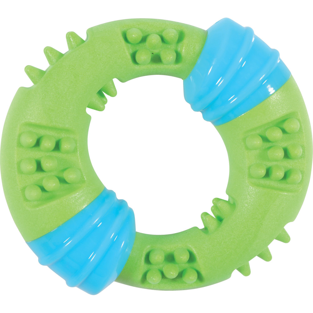 zolux Spielzeug Ring Sunset 15 cm grün für Hunde Quietschspielzeug für Hunde