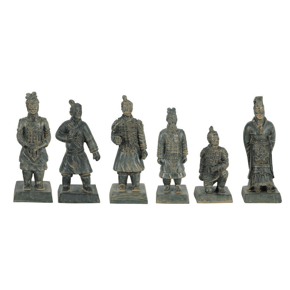 Statue 6 Statuettes guerrier chinois Qin S, hauteur 8.5 cm, décoration aquarium