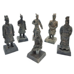 Statue 6 Statuettes guerrier chinois Qin S, hauteur 8.5 cm, décoration aquarium