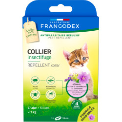 Francodex Coleira repelente de insectos para gatinhos com menos de 2 kg fórmula reforçada Controlo de pragas felinas