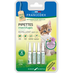 Francodex 4 Pipetas Repelentes de Insectos para Gatinhos com menos de 2 kg fórmula reforçada Controlo de pragas felinas
