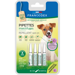 Francodex 4 pipetas repelentes de insectos para cachorros y perros pequeños de menos de 10 kg fórmula reforzada Pipetas para ...
