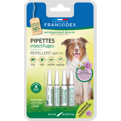Francodex 4 Pipetas Repelentes de Insectos para Cães com mais de 20 kg fórmula reforçada Pipetas de pesticidas