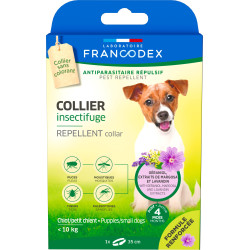 Francodex Coleira repelente de insectos 35 cm para cachorros e cães pequenos com menos de 10 kg fórmula reforçada colar de co...