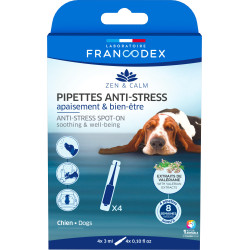 Francodex 4 anti-stress rustgevende en welzijn pipetten voor honden Anti-Stress