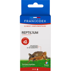 Francodex Reptil'ium 24 ml para fortalecer a carapaça e o esqueleto de tartarugas e répteis Suplemento alimentar
