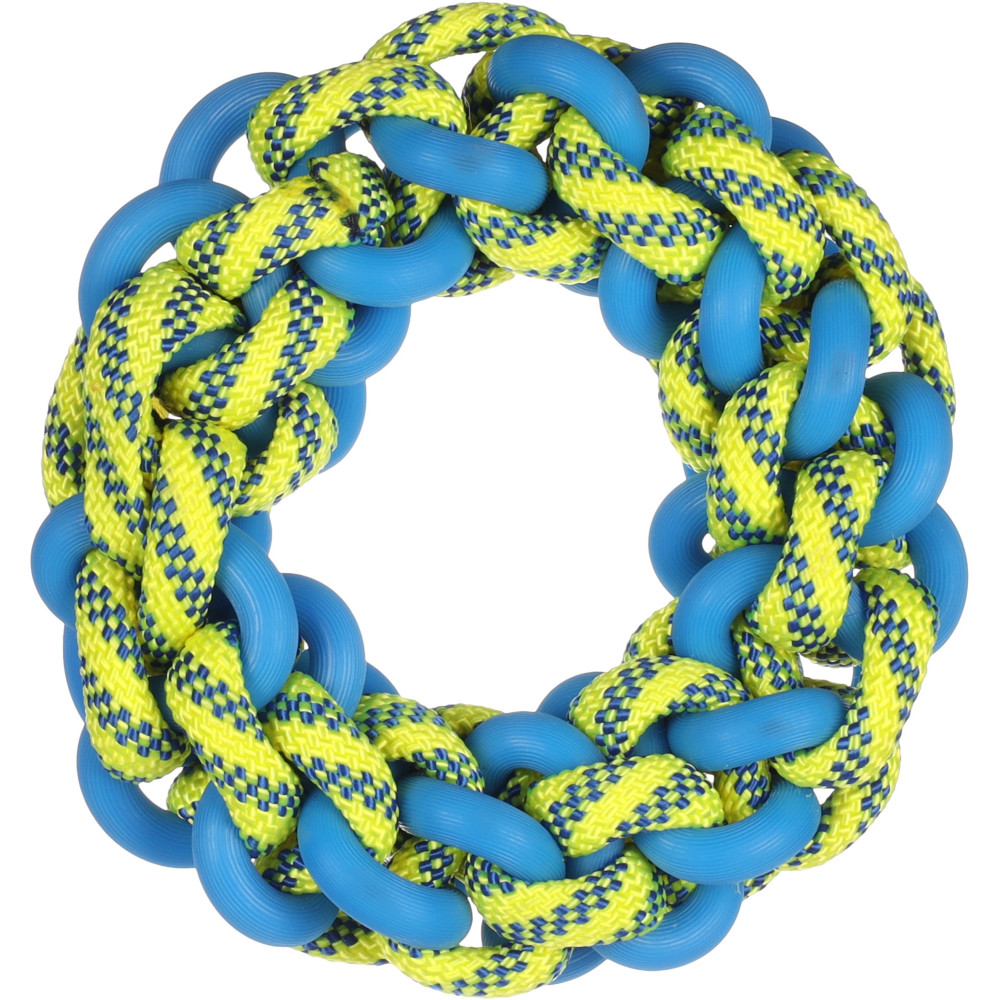 Flamingo Drijvend speeltje Blauw & geel touw ring ø 17 cm x 5 cm voor honden Touwensets voor honden