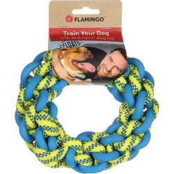 Flamingo Zabawka pływająca Niebiesko-żółty pierścień z liny ø 17 cm x 5 cm dla psów Jeux cordes pour chien