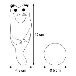 Flamingo Szara zabawka dla kota + piłka z kocimiętką 13 cm x 3 cm dla kotów Jeux avec catnip