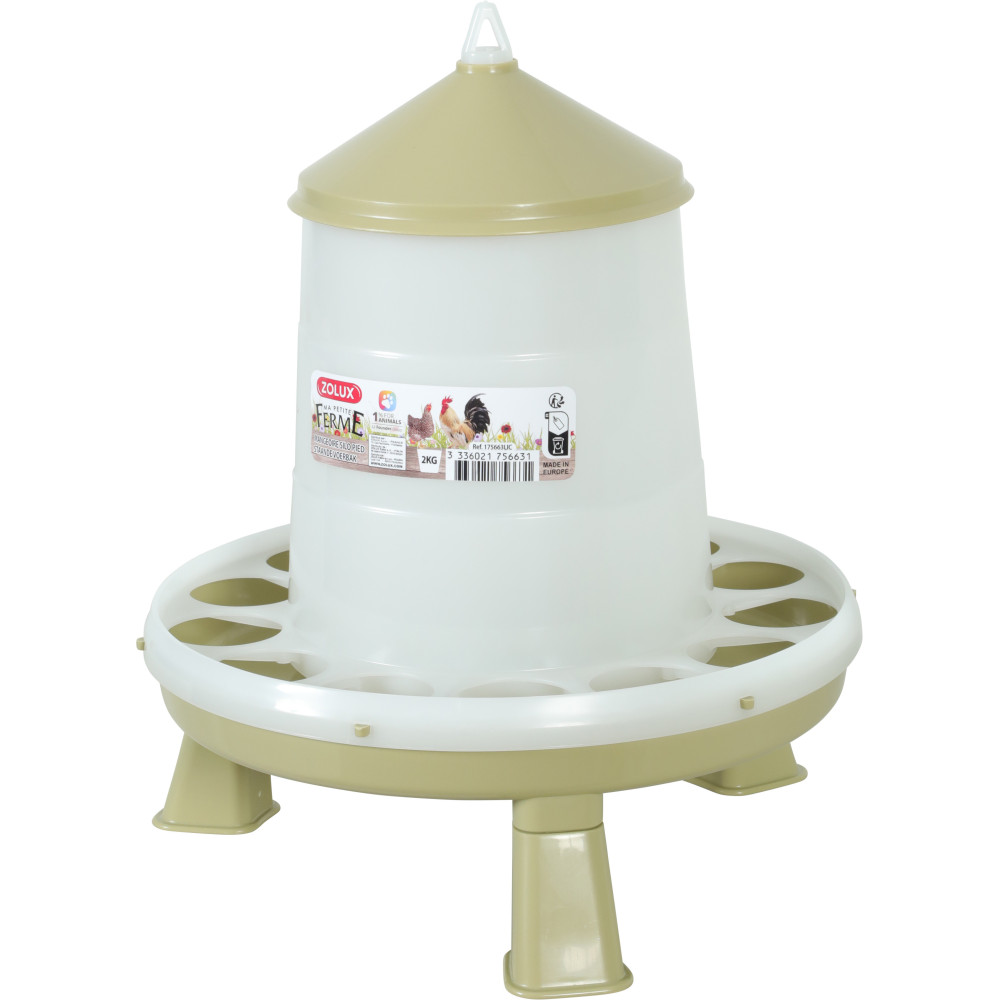 zolux Alimentatore per silo in plastica con piedini, capacità 2 kg, cortile basso Alimentatore