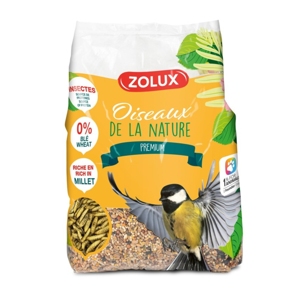 zolux Semi Miscela di miglio e insetti 2 kg per il giardino degli uccelli Cibo per i semi