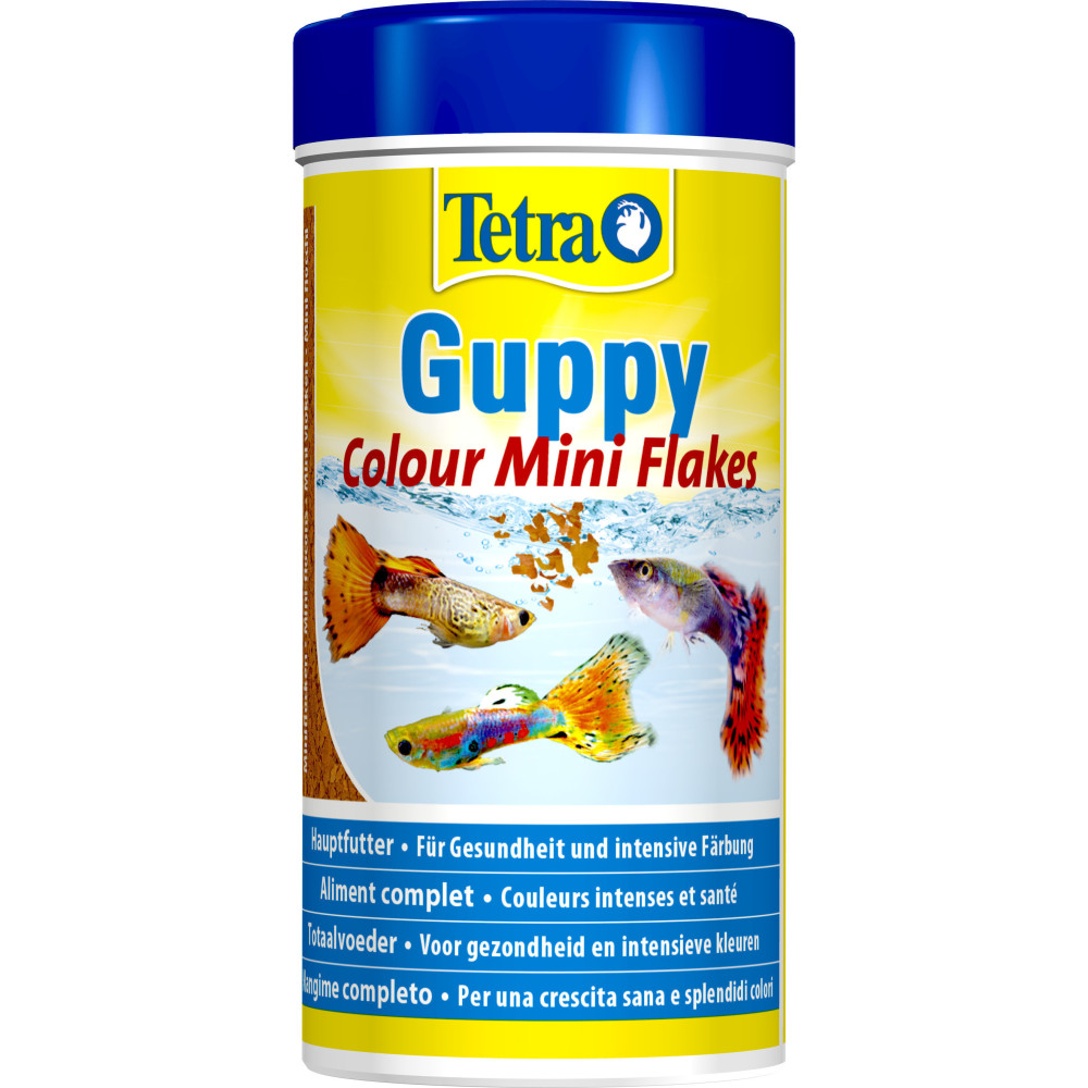 Nourriture poisson Guppy couleur mini flocons 75g - 250 ml Aliment pour les Guppies, platys, mollys, porte-épées