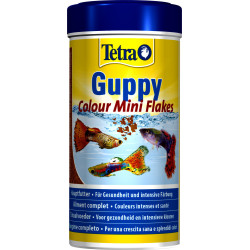 Tetra Guppy Farbe Mini Flocken 75g - 250 ml Futter für Guppys, Platys, Mollys, Schwertträger Essen