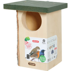 zolux Caixa de nidificação em madeira maciça para pássaros de garganta vermelha, entrada ø 8 cm aprox Birdhouse