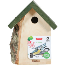 zolux Caixa de nidificação em madeira maciça com entrada de ø28 mm para chapins Birdhouse