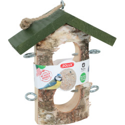zolux Suporte para 2 bolas de gordura para pássaros em madeira maciça suporte de bola ou almofada de lubrificação