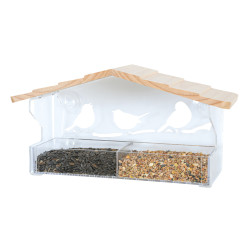 zolux Comedouro de janela de bambu M, 36 x 12 x 18 cm para pássaros Alimentador de sementes