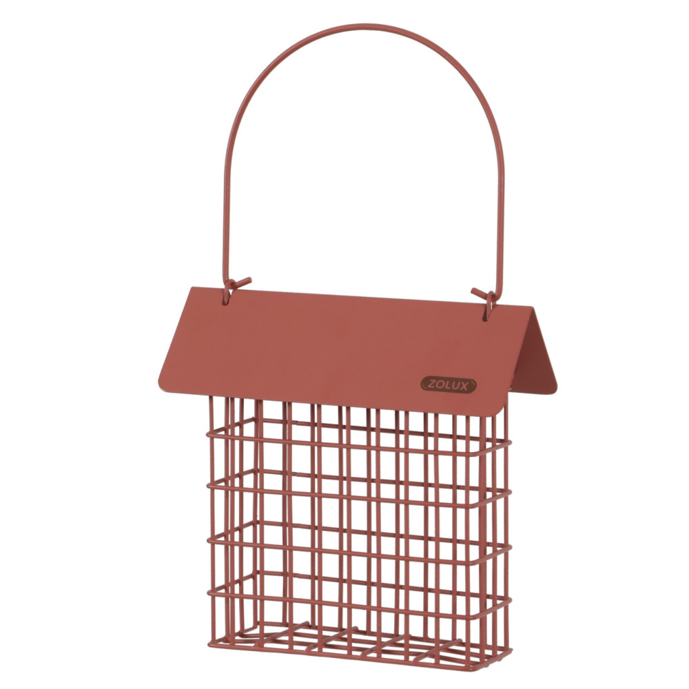 zolux Portapane in metallo con tetto rosso terracotta per uccelli supporto a sfera o a cuscinetto di grasso